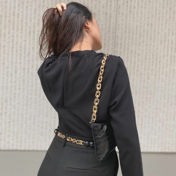 ZARA | Bloggers Fave Black Croc Faux Leather Bag - Picture 9 of 16